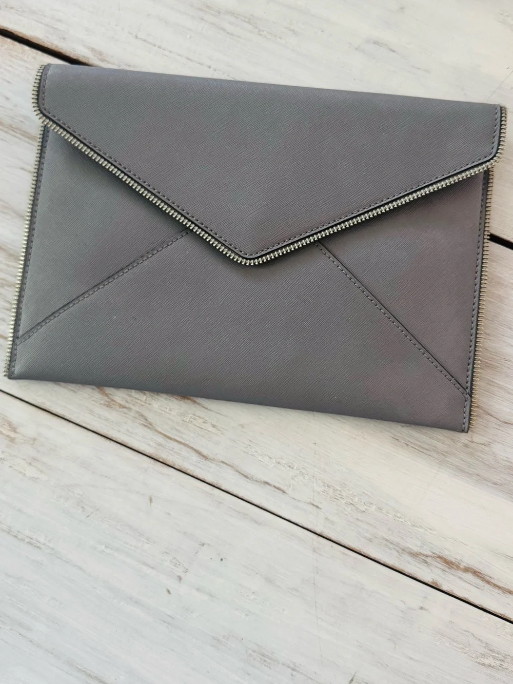 Rebecca Minkoff Zipper Trim Leather Clutch
